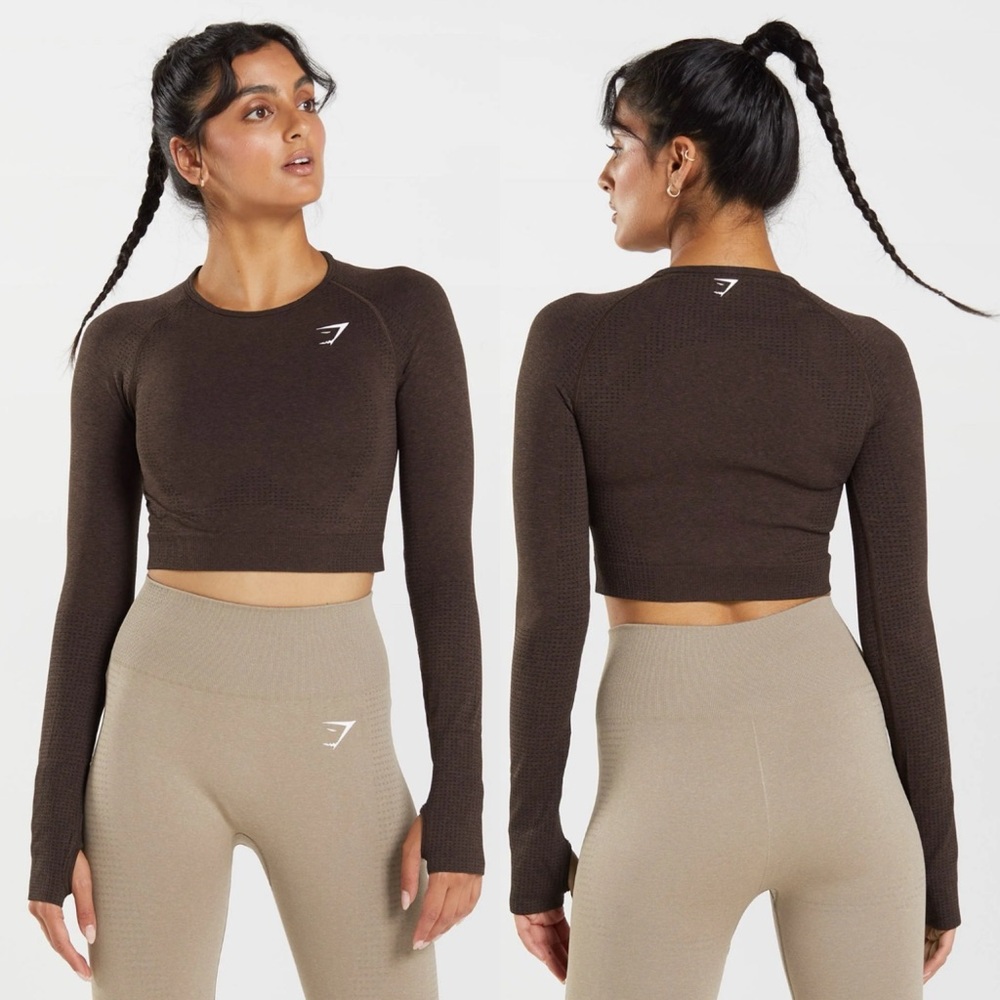 Gymshark Brown Long Sleeve Crop Top